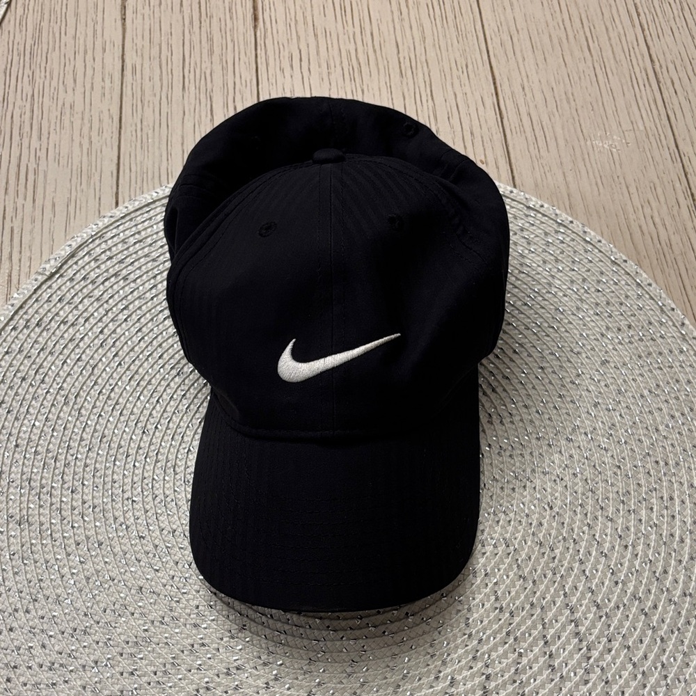 Nike Black Cap with White Swoosh Logo